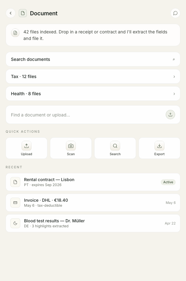 Document agent screen